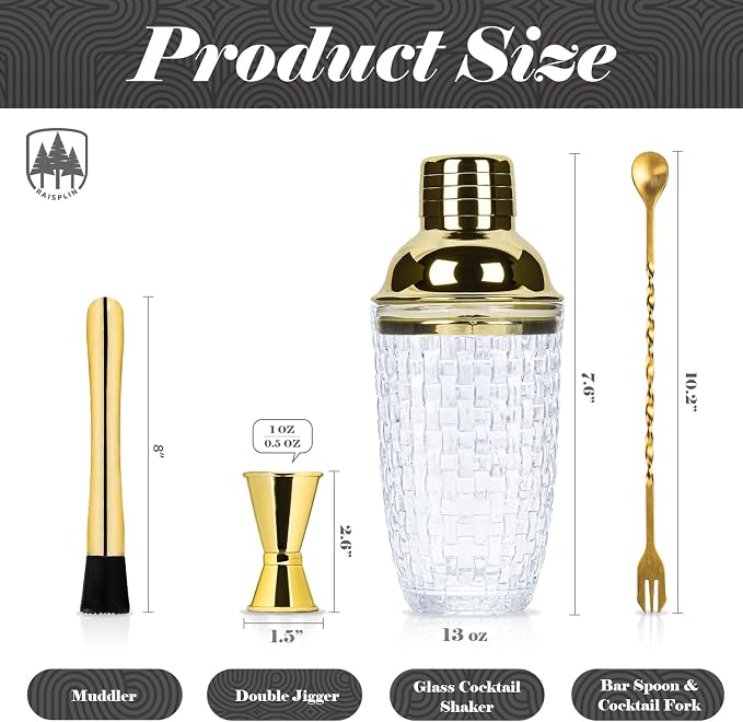 4 Pcs Glass Cocktail Shaker Set - Image 2