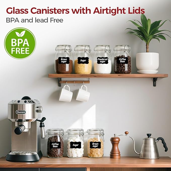 34oz 6 Pack Glass Jars with Airtight Lids - Image 4