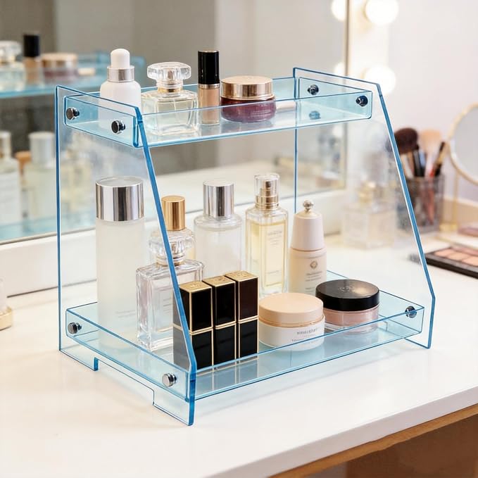ROYALITA 2 Tier Pink Heart Bathroom Countertop Organizer Display Shelf by ROYALITA