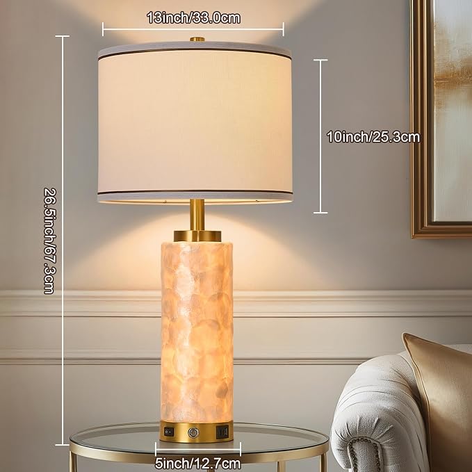 AIDENOEY 26" Modern Art Glass Table & Bedside Lamp, Stepless Dimmable Base + - Image 5