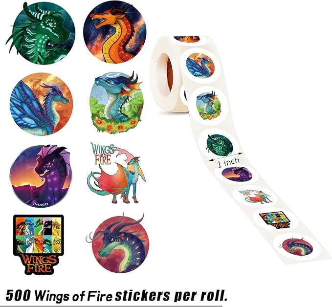 500Pcs Wings of Fire Stickers, 1 Inch Labels - Image 2