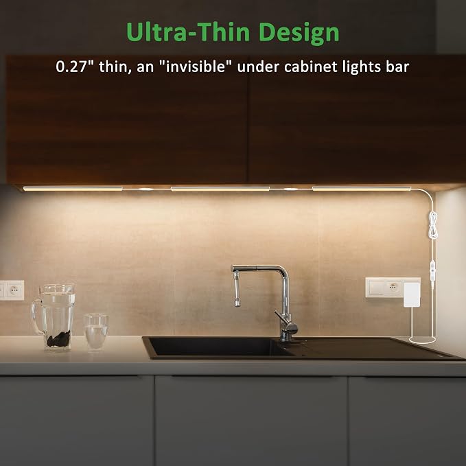 maylit Under Cabinet Lights Plug in, Super Bright Warm White Under Counter - Image 2