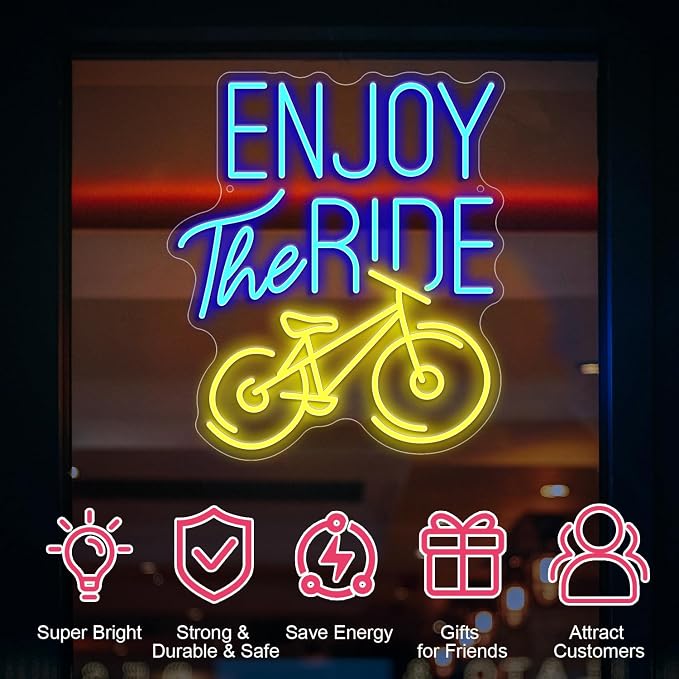 Enjoy The Ride Neon Sign, Gym Sign Fitness Neon Light, Motivational Sport - Image 3