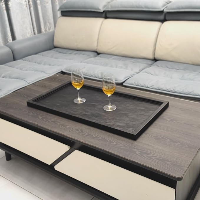 30 x 16 inches High-End Light Luxury Leather Rectangle Oversized Service Tray - Image 4