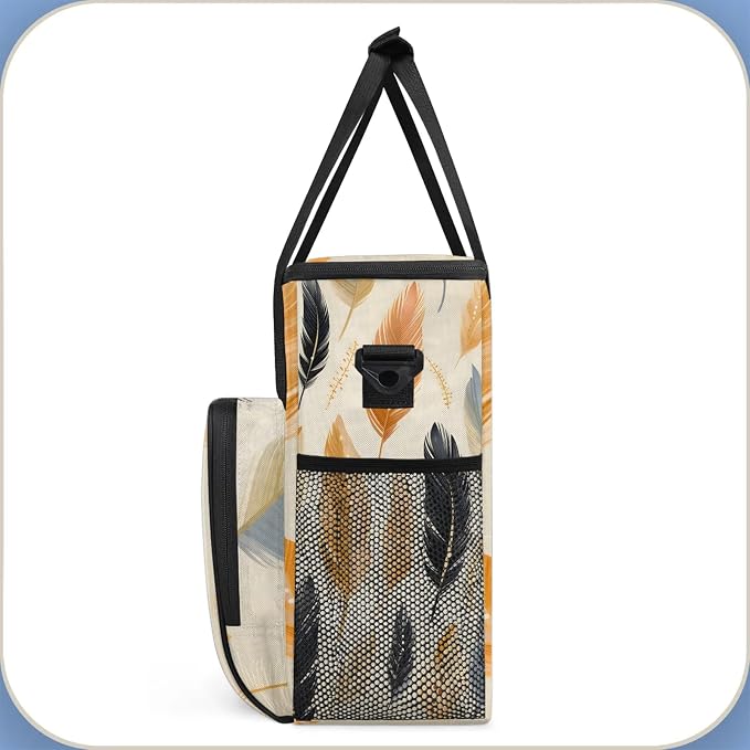 Ethnic Feathers Coffee Maker Carring Bag, Large Insulated Storage Organizer - Image 4