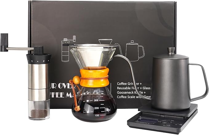 SuperCook Pour Over Coffee Kit, Coffee Maker Set, All in One Hand Drip Coffee by SuperCook