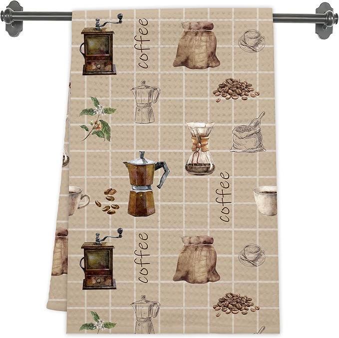 Vintage Coffee Kitchen Towels, Coffee Theme Dish Towels, Soft Absorbent Hand by Unknown