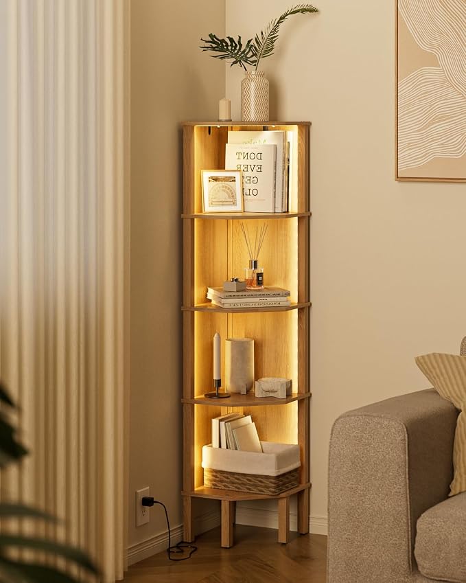Corner Shelf Stand, 5 Tier Corner Bookshelf - Image 7