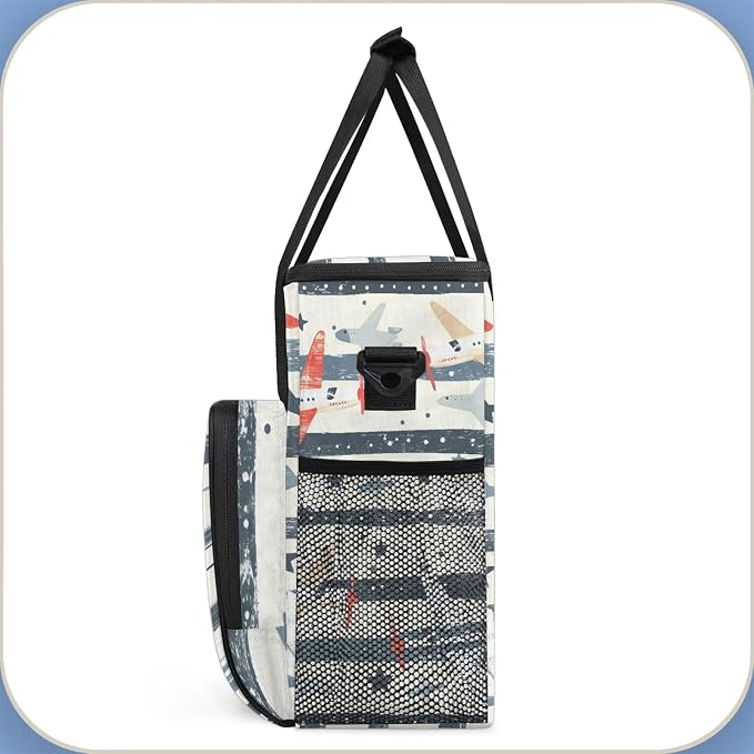 Cute Airplane Coffee Maker Carring Bag, Large Insulated Storage Organizer Case - Image 4