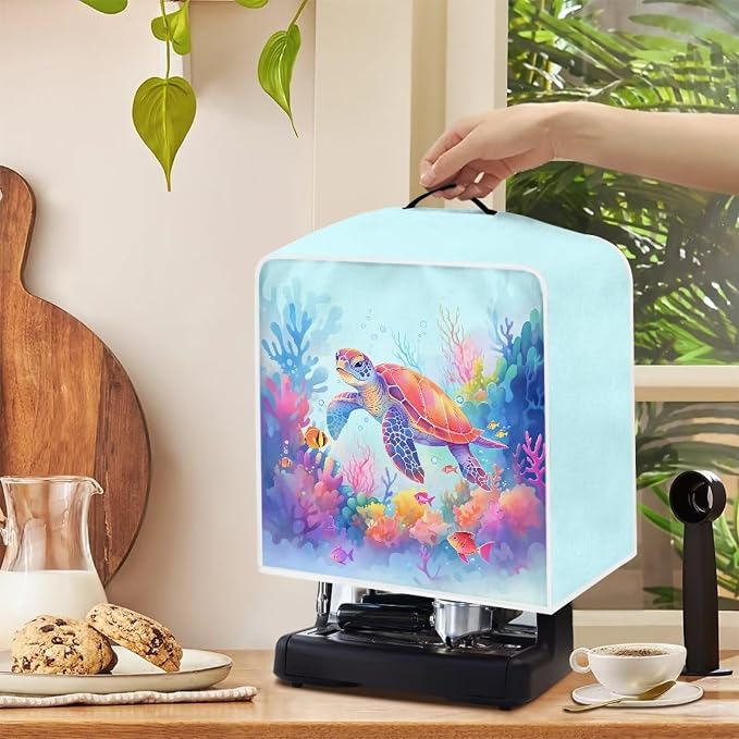Coffee Machine Covers with Top Handle Turtle Print Washable Dust Fingerprint - Image 4