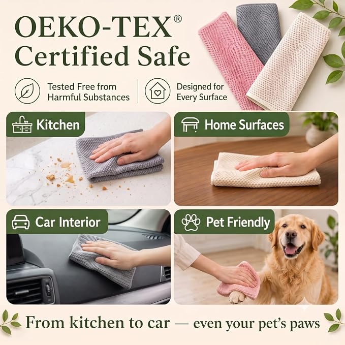 Solyra Non-Toxic Microfiber Kitchen Cleaning Cloths, 6 Pack, 12 x 12 in | - Image 2