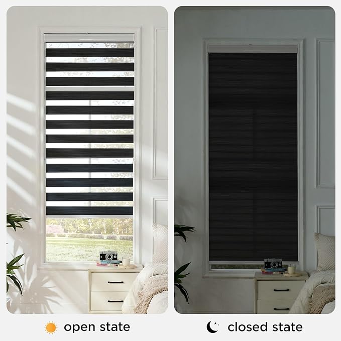 Joydeco Cordless Zebra Blinds for Windows, Dual Layer Free-Stop Zebra Shades - Image 2