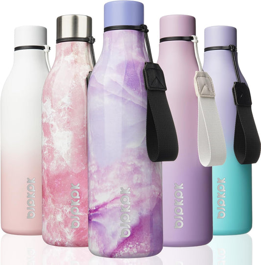 BJPKPK Insulated Water Bottles, 25 oz Stainless Steel Metal Water Bottle with Strap, BPA Free Leak Proof Thermos, Mugs, Flasks, Reusable Water Bottle for Sports & Travel, Dawn