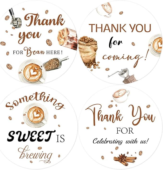 80Pcs Something Sweet is Brewing Stickers Thanks by Tarndom