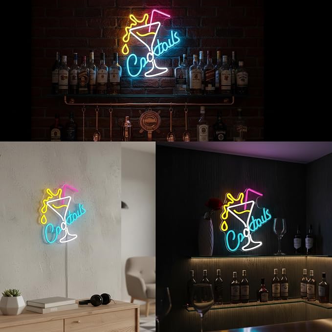 Cocktails LED Neon Sign for Wall Decor, USB Powered Neon Cocktail Lights for Bar - Image 5
