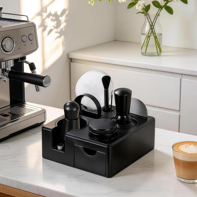 51mm Espresso Accessories Kit, Espresso Knock Box and Tamping Station, Coffee by willbuy