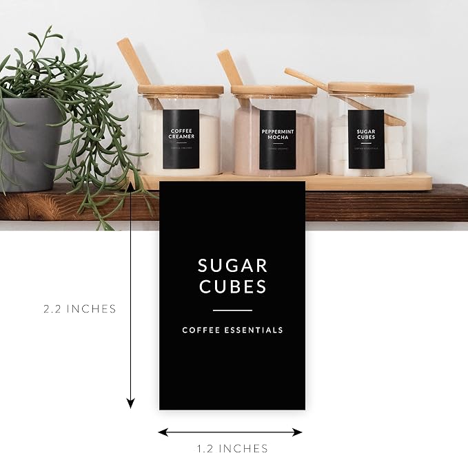 Black Coffee Bar Essentials Labels, 72 Preprinted Coffee Syrup Station - Image 2