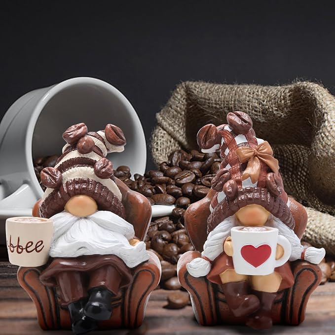 Hodao 2PCS Coffee Gnomes Coffee Bar Decor Accessories Spring Summer Swedish - Image 6
