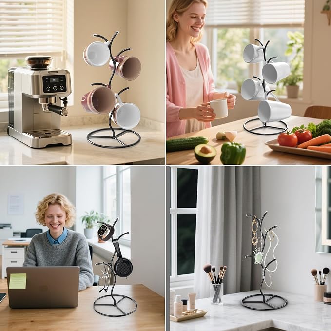 Beesini 2 Pack Mug Holder, Metal Coffee Mug Holders Tree, Decorative Mug Rack - Image 9
