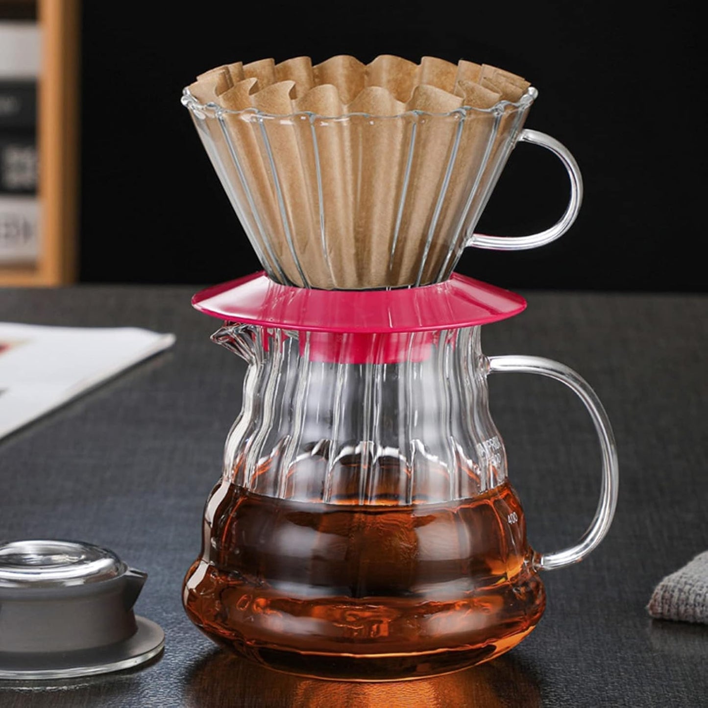 2-5 Cup Coffee Filters, Pack of 100 Unbleached Coffee Filters 5 Cup, Thicken Natural Coffee Filter Basket for Commercial, Home Coffee Maker, Pour Over Coffee Kit (Brown, W02)