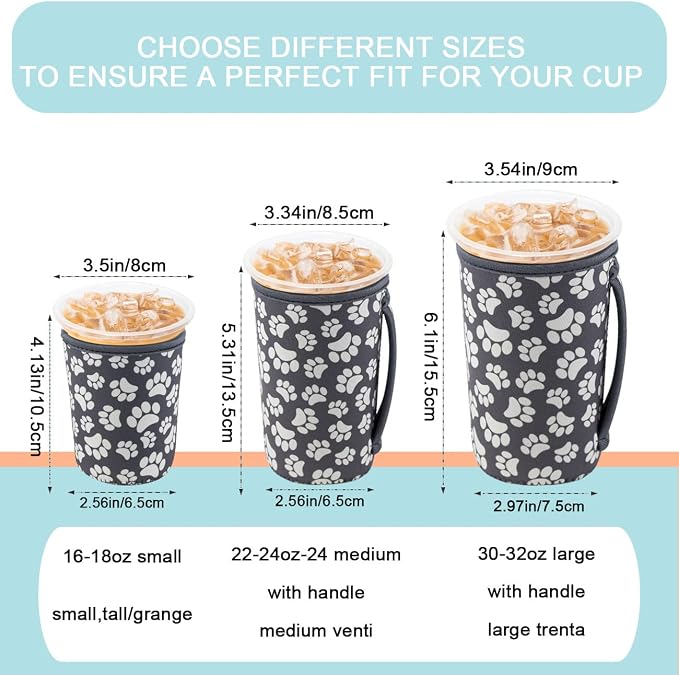 KJQJLY 3 Pack Reusable Iced Coffee Sleeves - Image 2