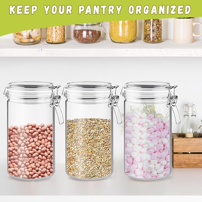 3 Pcs Plastic Sealed Storage Jars Empty Clear Food Storage Container - Image 3
