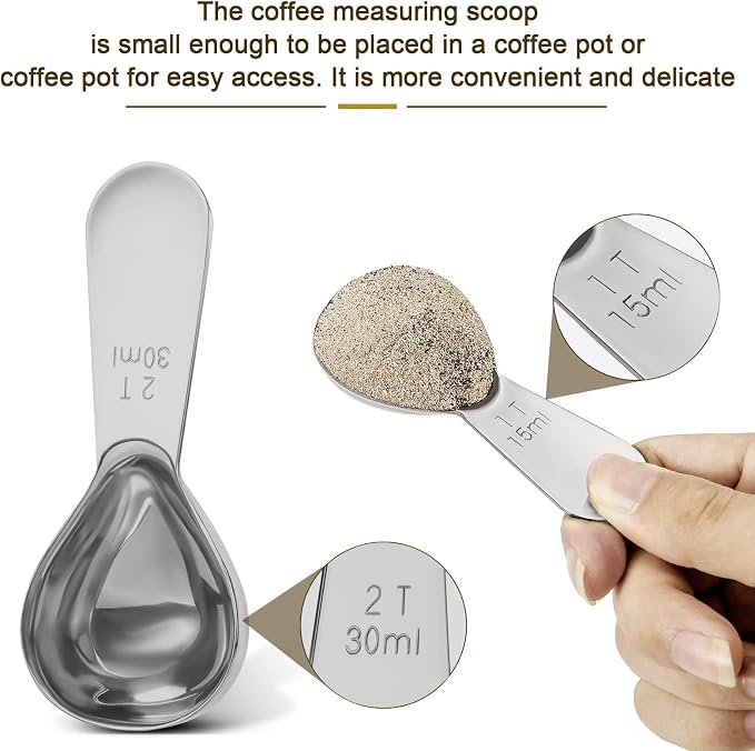 Safring Stainless steel coffee scoop 2-piece set durable Tablespoon, ergonomic - Image 3