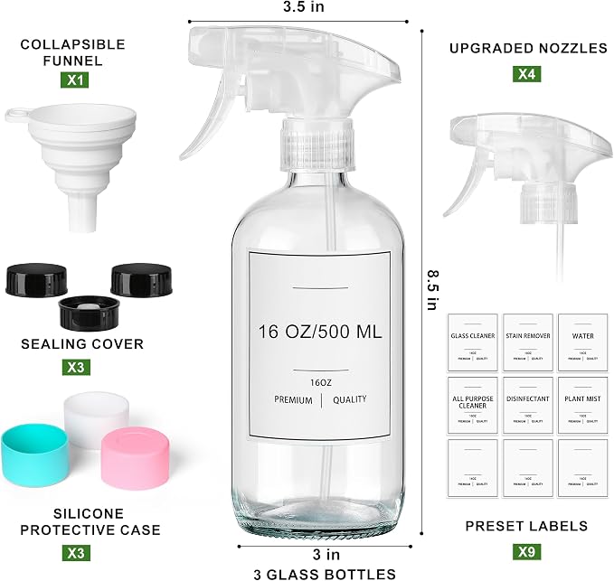 3Pcs empty glass spray bottle - Image 2