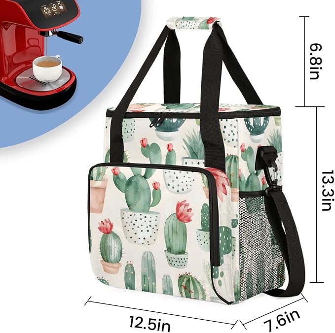 Cactus Coffee Maker Carring Bag, Large Insulated Storage Organizer Case Tote - Image 2