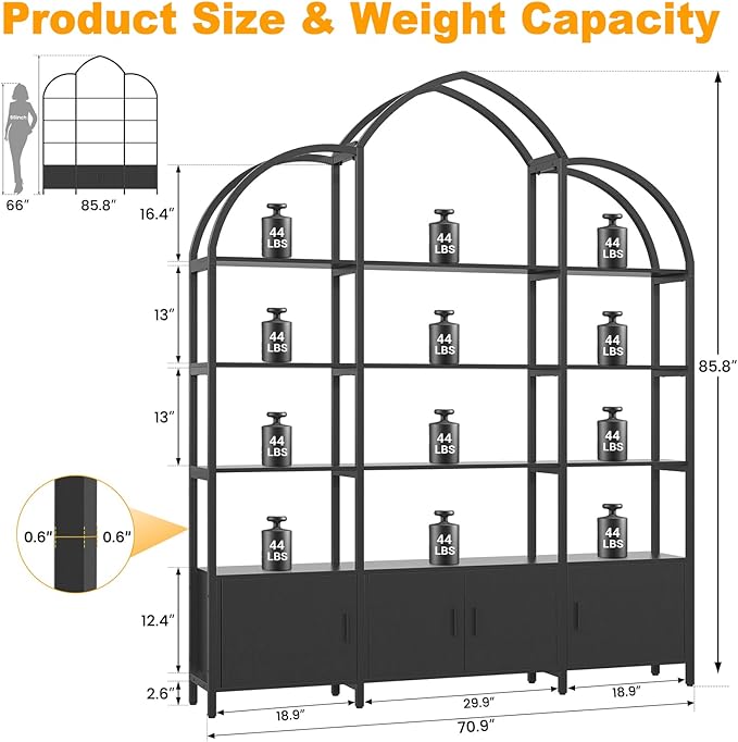 85.8" Tall Arched Bookshelf - Image 2