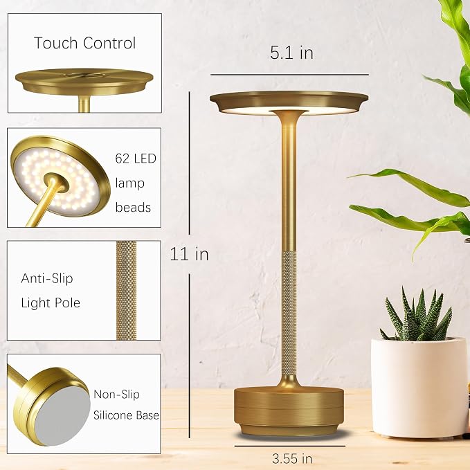 2 Pack Cordless Table Lamps Rechargeable, 5000mAh Portable LED Table Light - Image 7
