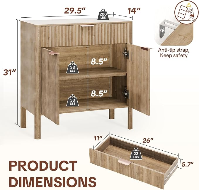 Fluted Buffet Cabinet with Storage - Image 2
