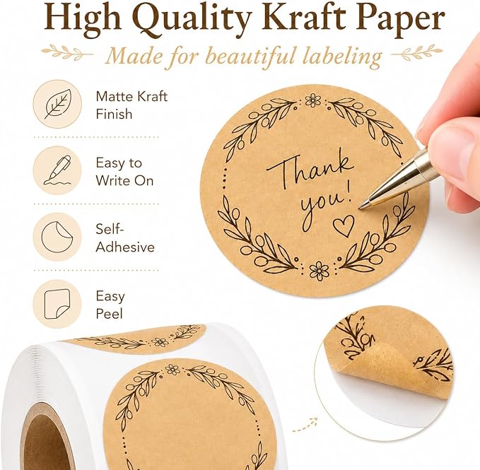 IBAKE Blank Kraft Canning Labels, 500 Writable Stickers - Image 4