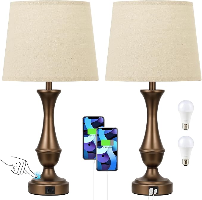 Seealle Touch Lamps for Nightstand, 3 Way Dimmable Table Lamp - Image 7