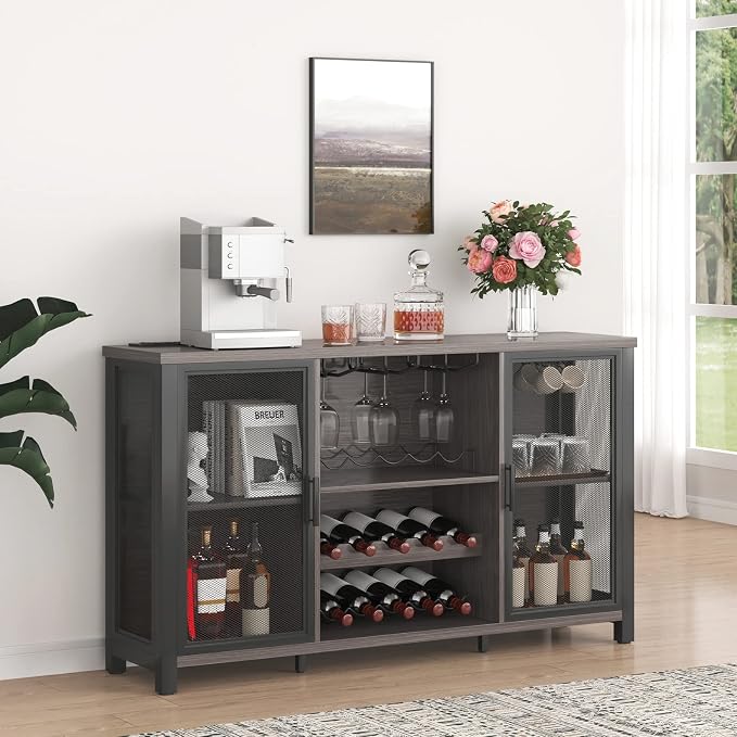 VEVOR 55 Inch Industrial Bar Cabinet, Wine Table - Image 2