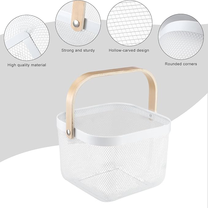 Roshtia White Metal Wire Storage Basket - Image 3