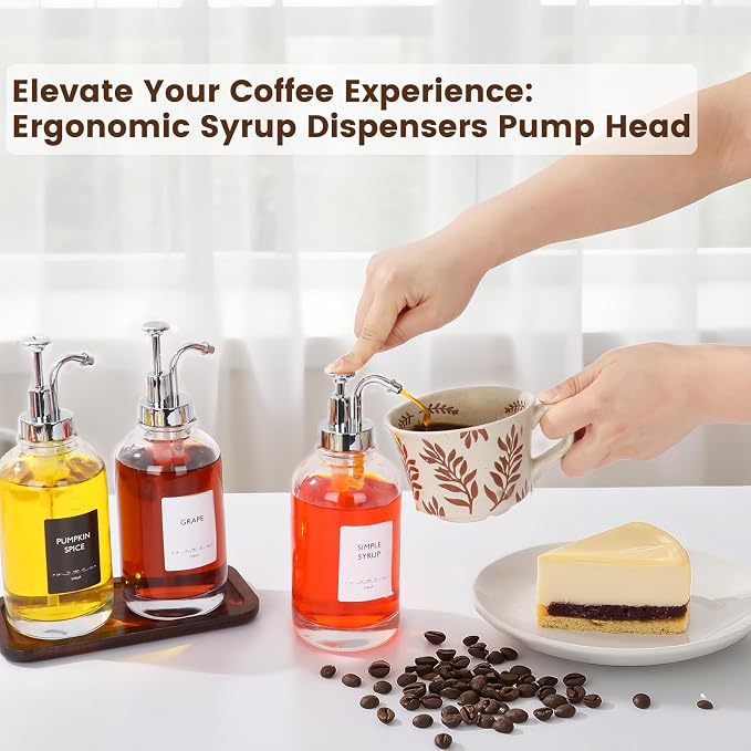 ​16.9oz Coffee Syrup Dispensers 4Pack- Glass Syrup Dispenser Kit - Image 3