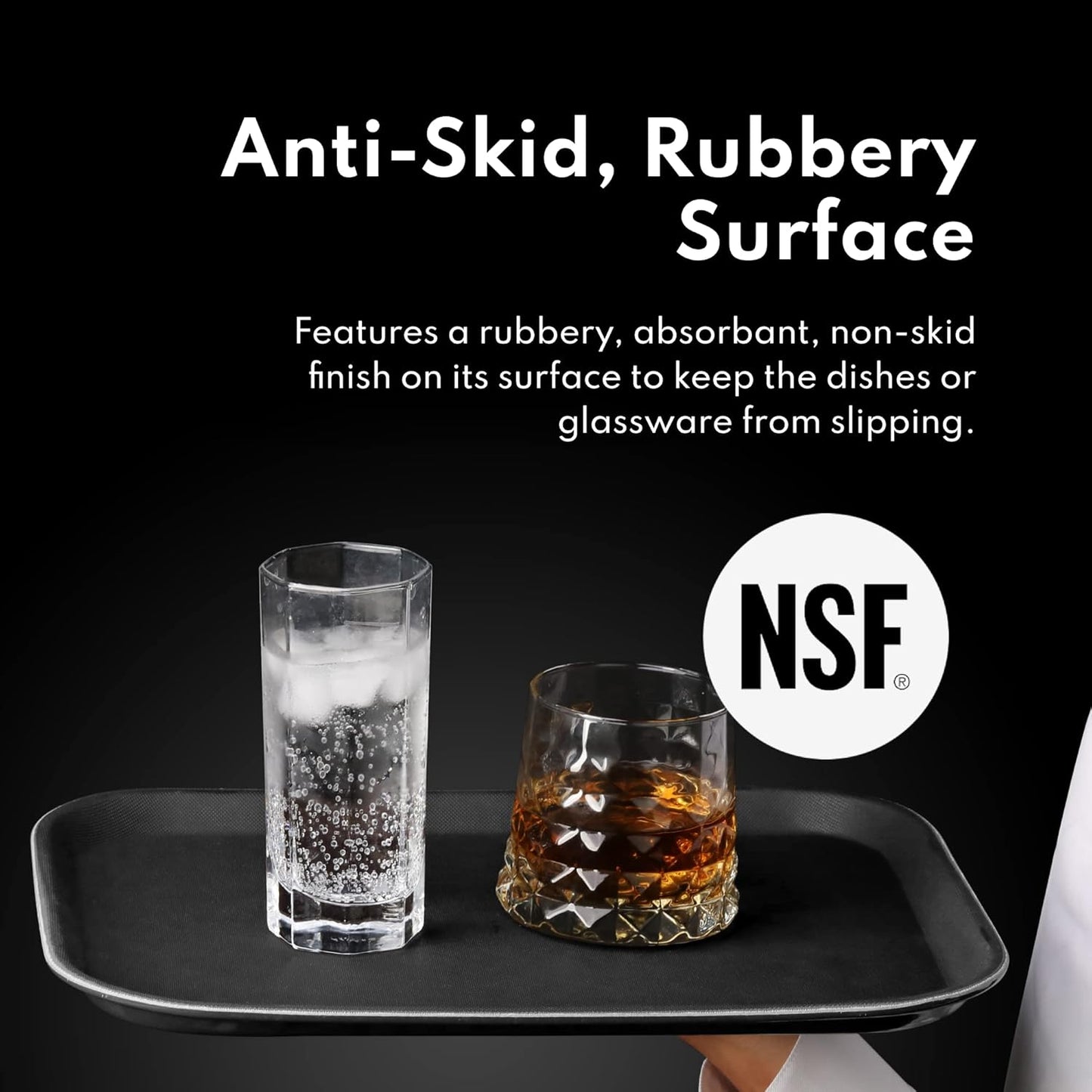 New Star Foodservice Restaurant Grade Non-Slip Tray, Plastic, Rubber Lined, Rectangular (Brown, 16-Inch x 22-Inch)