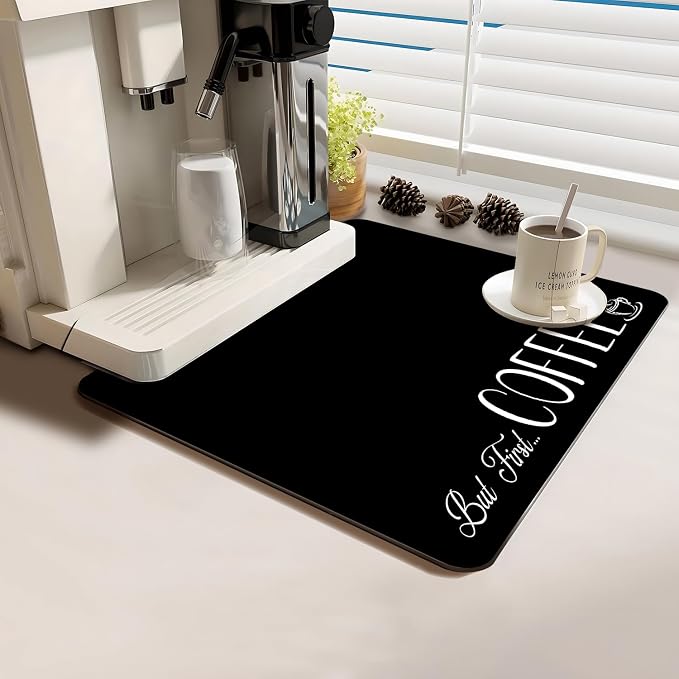 Coffee Bar Mat Rubber Dish Drying Mat by PtRug