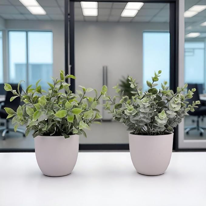 Artificial Plants Decoration Norfolk Potted Faux Fake Eucalyptus mini Cute sage - Image 4