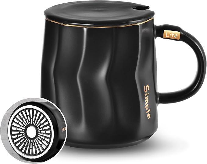 Flat Bottom Coffee Mug for Mug Warmer – 13.5 oz Ceramic Cup by KRGMNHR