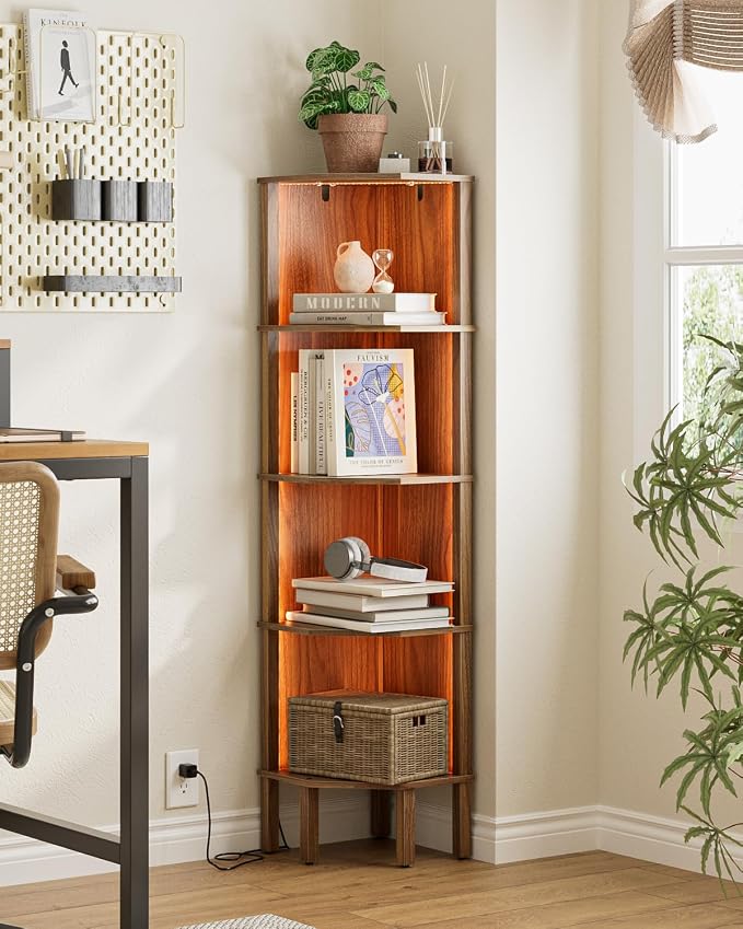 Corner Shelf Stand, 5 Tier Corner Bookshelf, Corner Furniture - Image 7