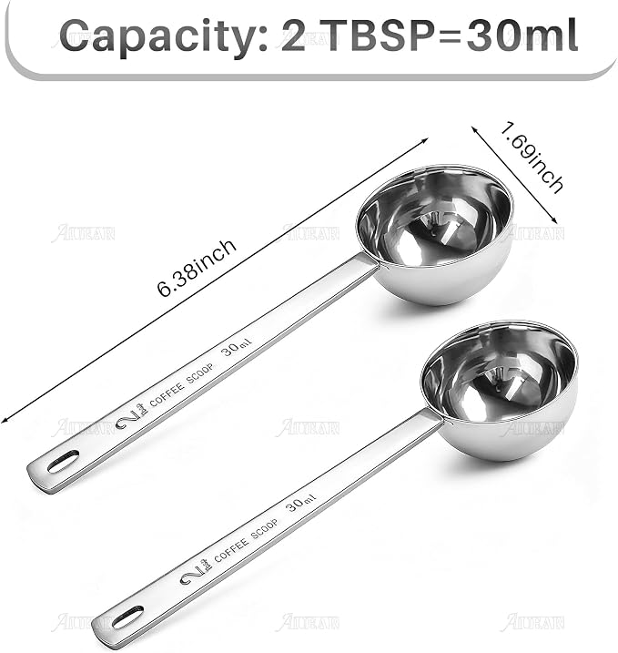 AUEAR, 2 Pack Coffee Measuring Scoop 304 Stainless Steel Spoon Tablespoon - Image 2