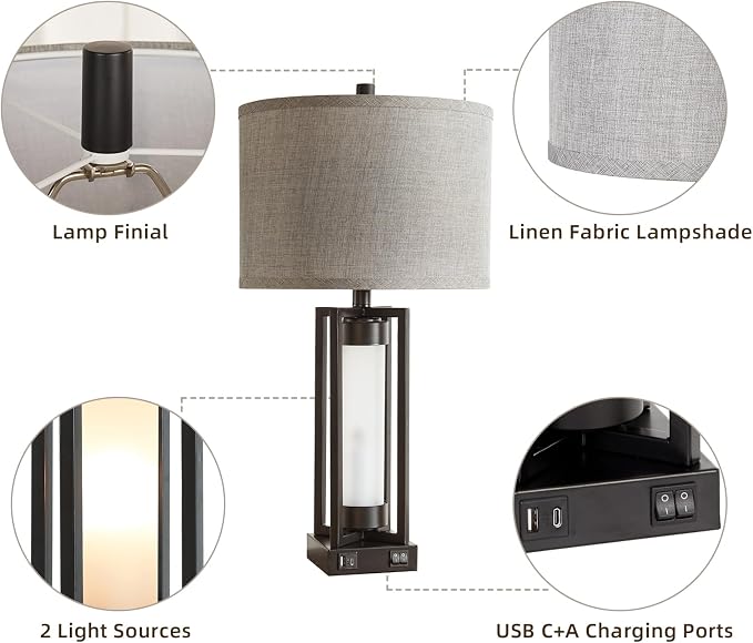 Set of 2 Modern Table Lamps for Living Room - Image 5