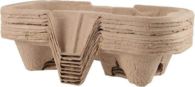 JOIKIT 100 PCS 2 Cup Pulp Fiber Drink Carrier, Molded Fiber Holder Tray - Image 5