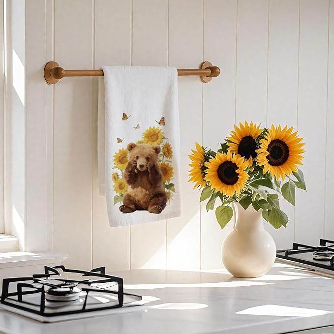 CUTHOLLOW Cute Bear and Forest Decorative Kitchen Towels Set of 4, - Image 7