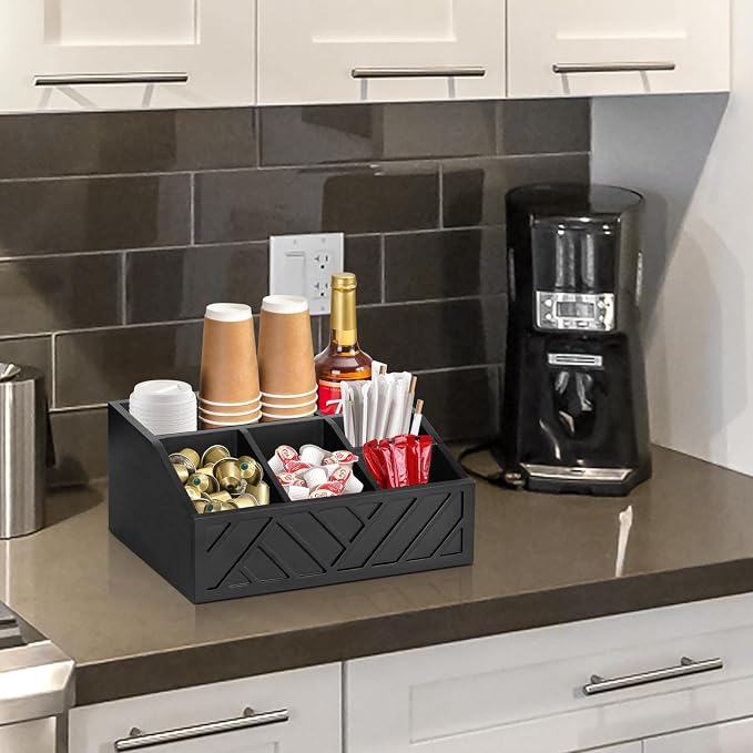 Ukonvi Coffee Pod Holder and Bar Accessories, Wood Station Organizer - Image 2