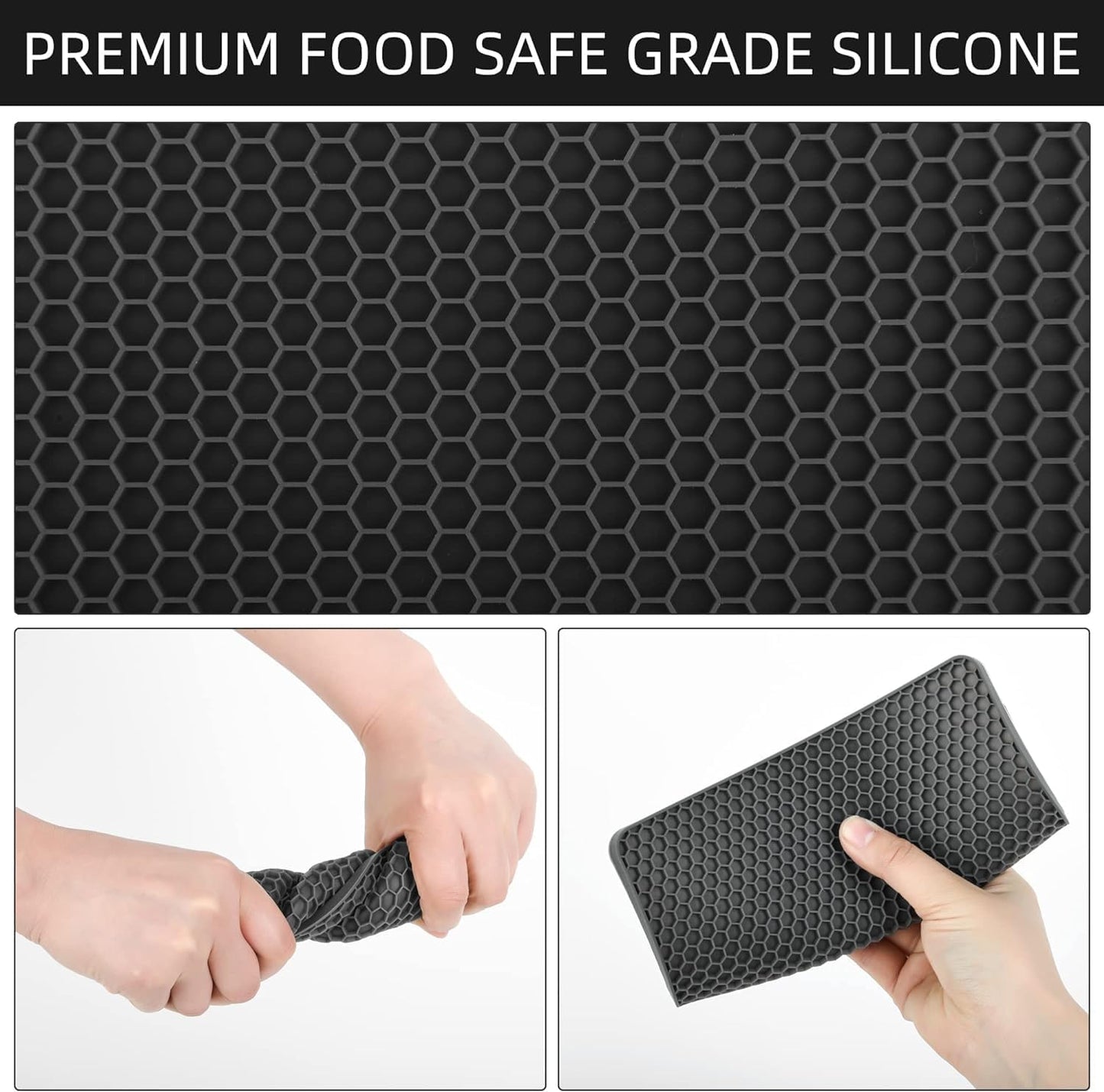 Silicone Trivets Mats, Hot Pads for Pot Holder, Square Trivets for Dishes, Pots and Pans, Multi-Purpose Kitchen Counter Pads, Non-Slip Heat Resistant Mats Set 4 Purple