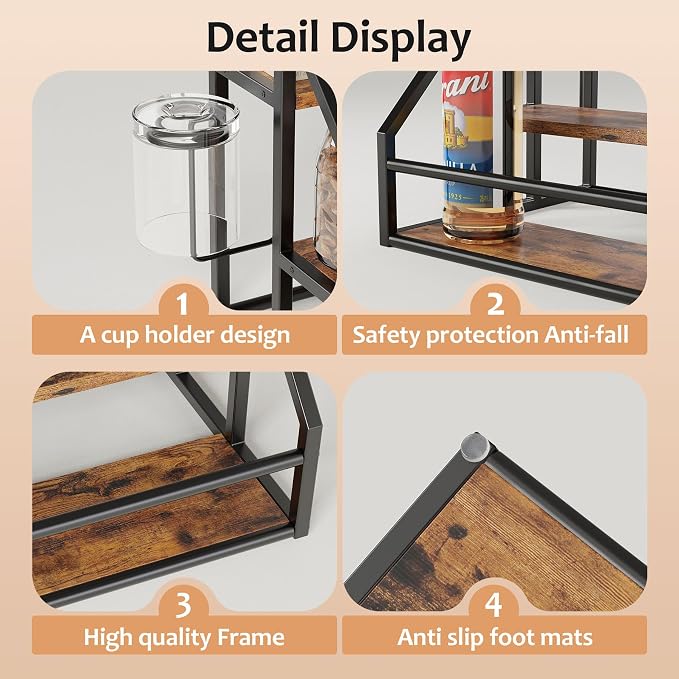 Coffee Syrup Rack Organizer, 3 Tier Countertop Storage Shelves, Kitchen Storage - Image 6