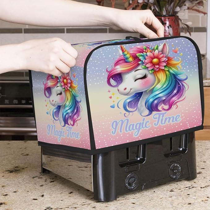Unicorn Rainbow Animal Toaster Cover 2 Slice Wide Slot Washable Appliance - Image 7